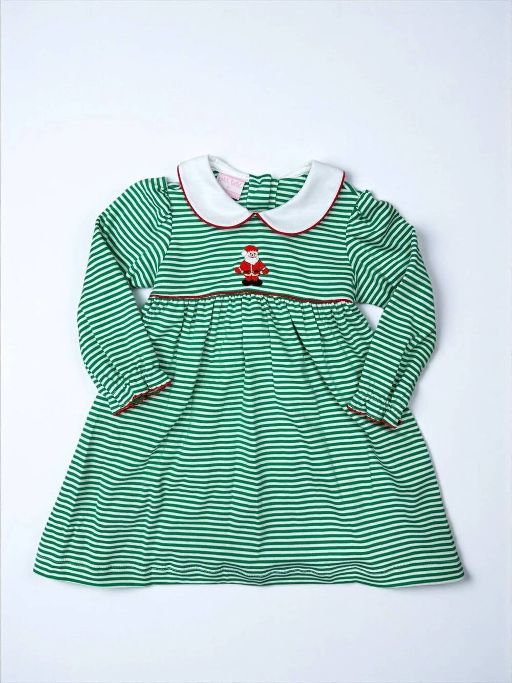NEW PETIT BEBE girl's santa stripe dress in green